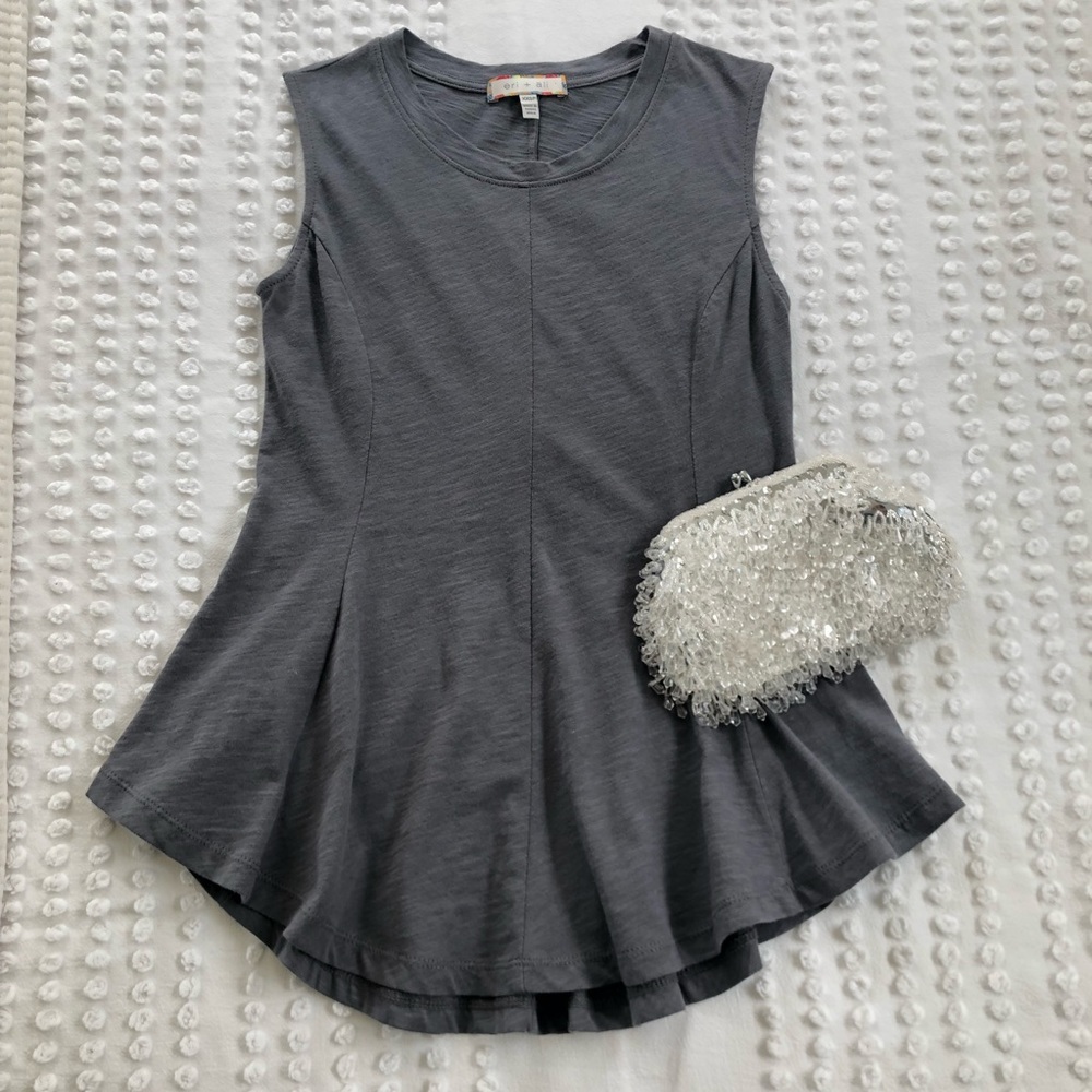 Anthropologie Eri + Ali Sleeveless Peplum Fit And Flare Top Gray Size XXSP NWOT